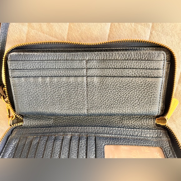 MICHAEL KORS Navy Blue Pebble Leather Full Zippered Wallet Wristlet Orig $145 - Picture 8 of 12